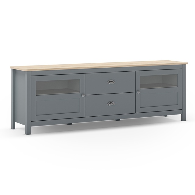 Comoda TV maro/verde khaki din lemn 180 cm Misti The Home Collection