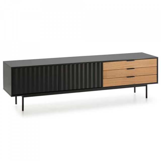 Comoda TV neagra/maro din lemn 180 cm Sierra Teulat