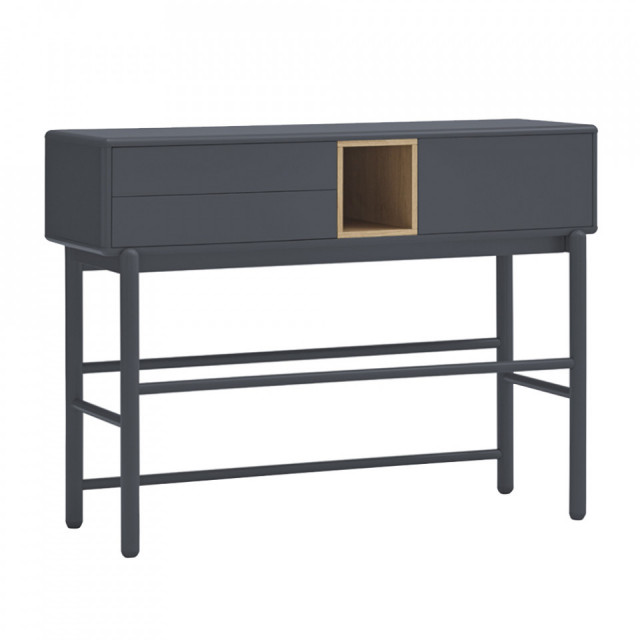 Consola gri antracit/maro din lemn 120 cm Corvo Teulat