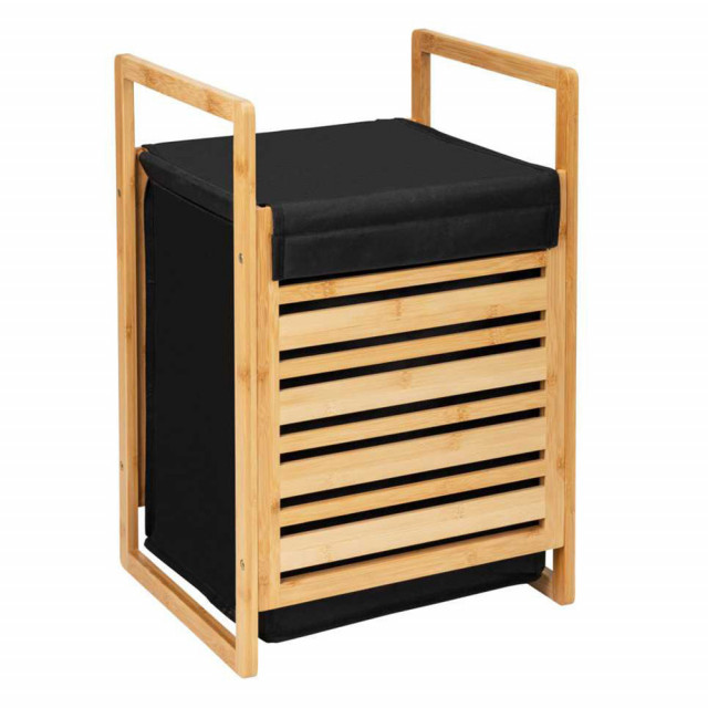 Cos de rufe negru/maro din bambus 47 L Ecori Wenko