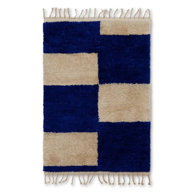 Covor albastru/alb antic din fibre naturale 80x120 cm Mara Ferm Living
