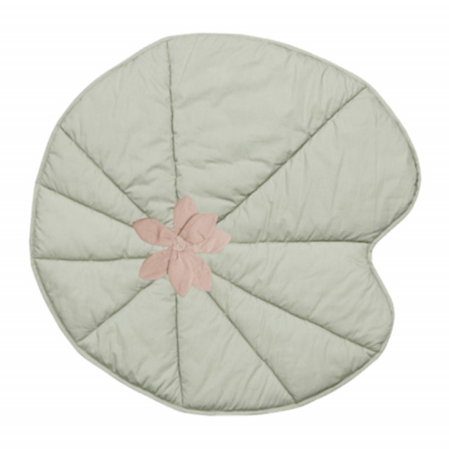 Covor de joaca rotund verde/roz din bumbac organic 95 cm Water Lily Lorena Canals