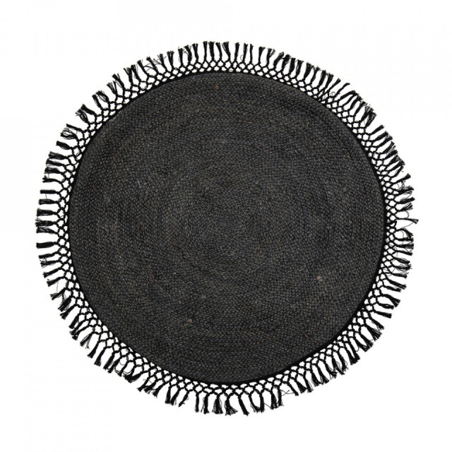 Covor negru din iuta 122 cm Hilton Bloomingville