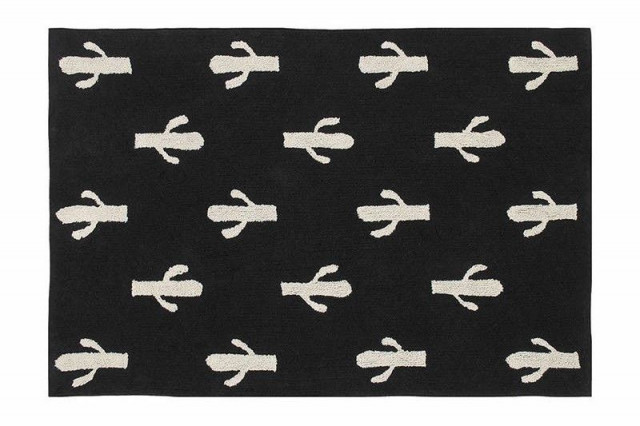 Covor pentru copii negru din bumbac 140x200 cm Cactus Stamp Lorena Canals