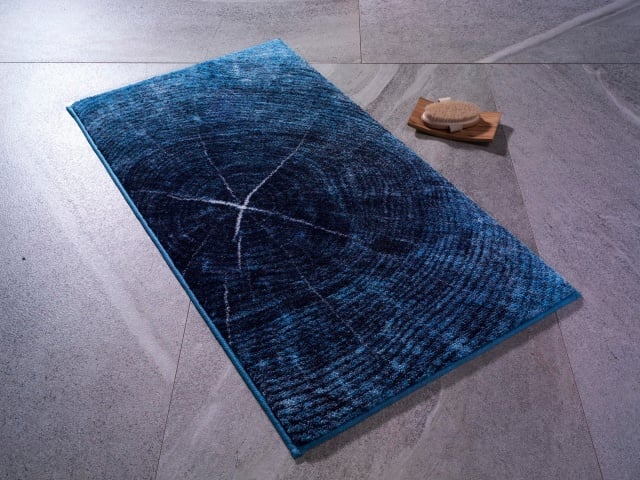 Covoras de baie albastru din fibre sintetice 80x140 cm Miles The Home Collection