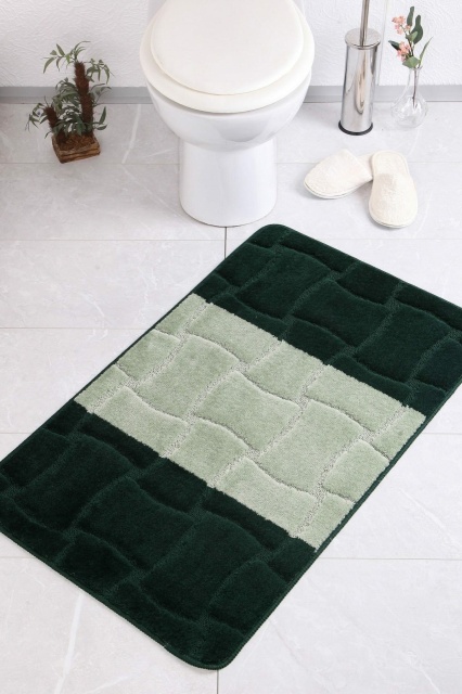 Covoras de baie verde din fibre sintetice 60x100 cm Karo The Home Collection