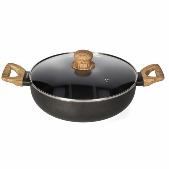 Cratita neagra/maro din aluminiu si inox 26 cm Albero Homla