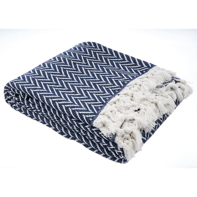 Cuvertura albastra din bumbac 200x230 cm Zigzag Double The Home Collection