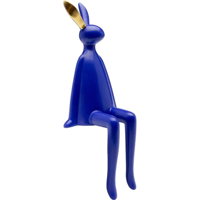 Decoratiune albastra din ceramica 35 cm Sitting Rabbit Kare