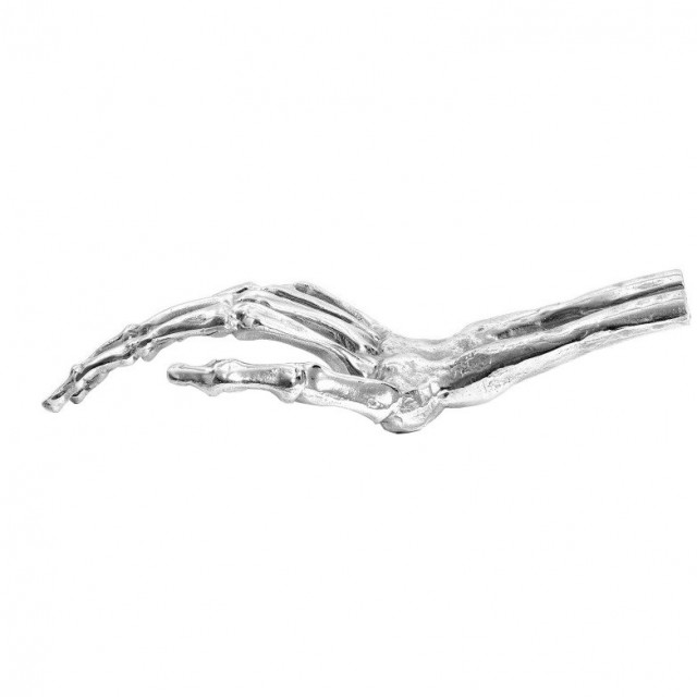 Decoratiune argintie din aluminiu 10 cm Skeleton Hand Seletti