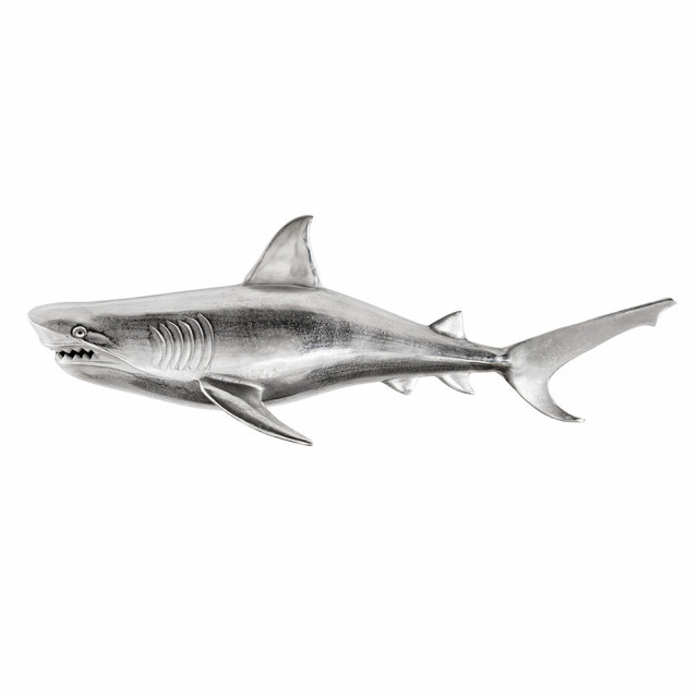 Decoratiune de perete argintie din aluminiu 25x105 cm Shark Left The Home Collection