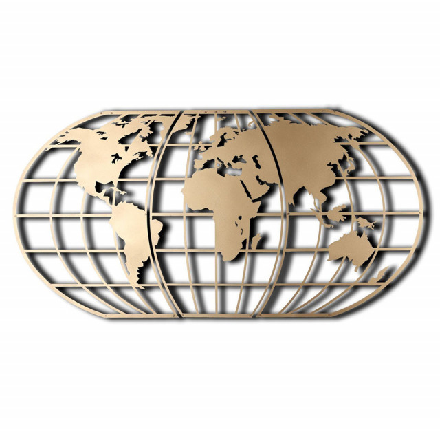 Decoratiune de perete aurie din metal 60x120 cm World Map Globe The Home Collection