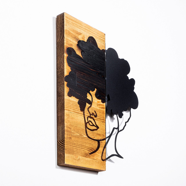 Decoratiune de perete maro/neagra din lemn 35x50 cm African Woman The Home Collection