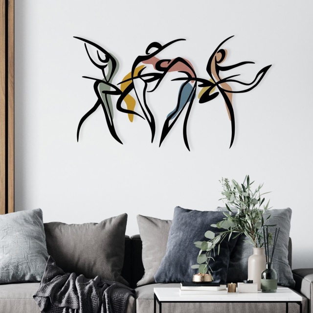 Decoratiune de perete multicolora din metal 57x97 cm Dance The Home Collection
