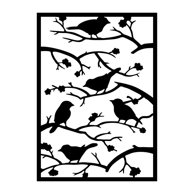 Decoratiune de perete neagra din metal 47x66 cm Tree Branch Birds The Home Collection