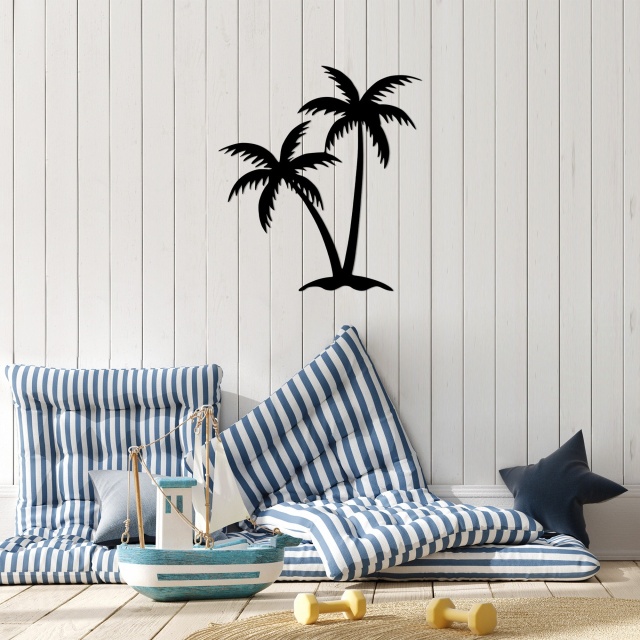 Decoratiune de perete neagra din metal 63x70 cm Palm 2 The Home Collection