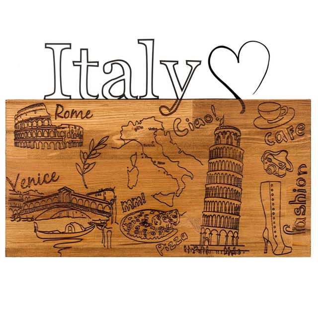 Decoratiune de perete neagra/maro din metal 41x58 cm I Love You Italy The Home Collection