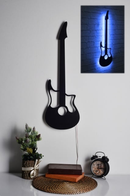 Decoratiune luminoasa albastra Guitar The Home Collection