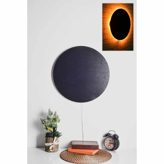 Decoratiune luminoasa galbena din lemn Circle The Home Collection