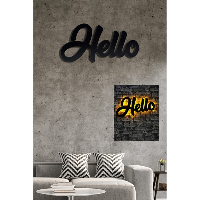 Decoratiune luminoasa galbena din lemn Hello The Home Collection