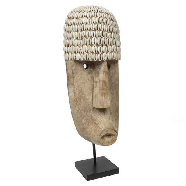Decoratiune maro din lemn si scoici 50 cm Mask Bazar Bizar