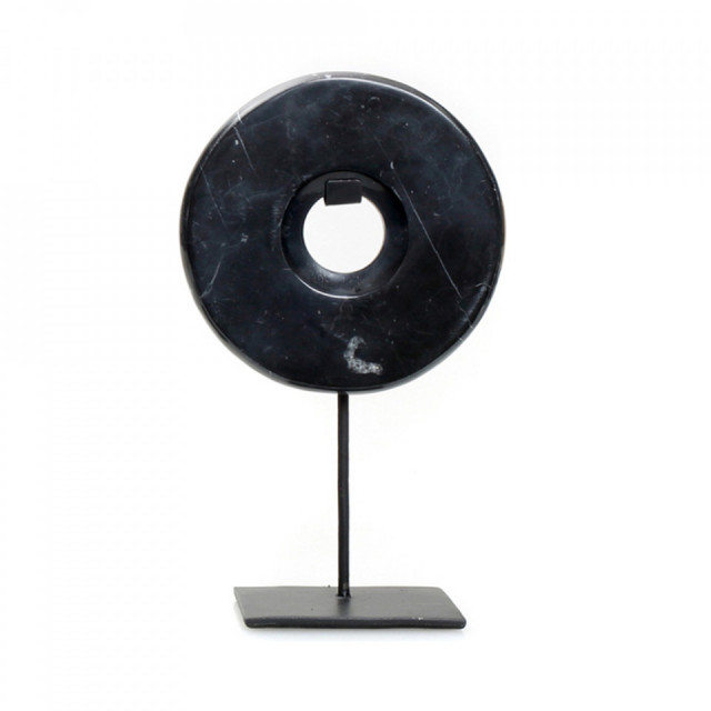 Decoratiune neagra din marmura 25 cm Disc Bazar Bizar