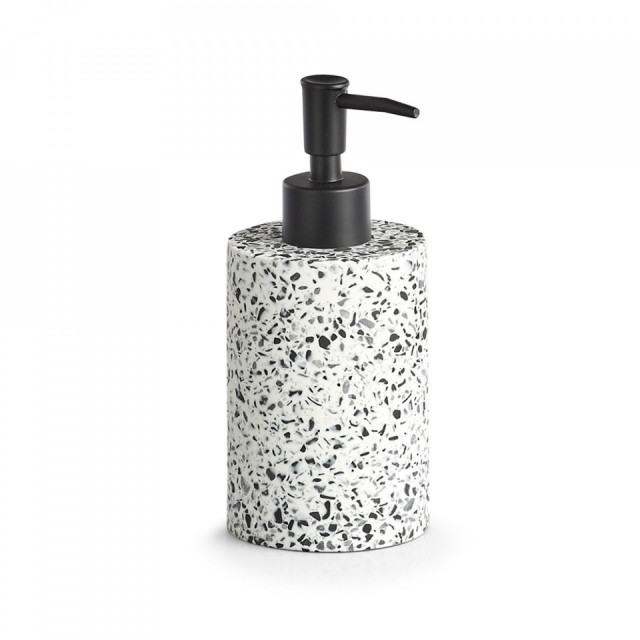 Dispenser sapun lichid alb/negru din fibre sintetice 280 ml Terrazzo Zeller