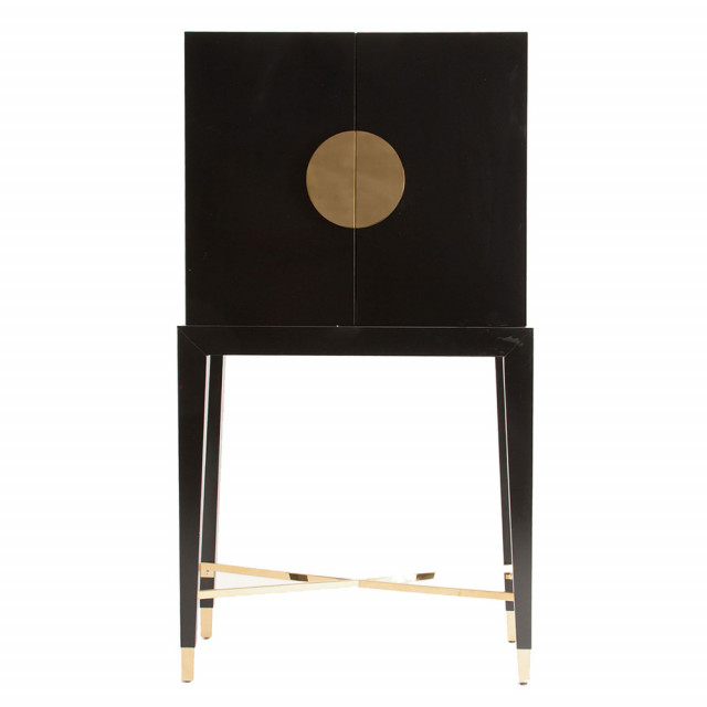 Dulapior negru/auriu din MDF si fier Vinh Vical Home