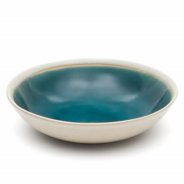 Farfurie adanca alba/albastra din ceramica 23 cm Sanet Kave Home