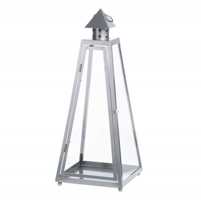 Felinar transparent/gri din metal 55 cm Pyramid Esschert Design