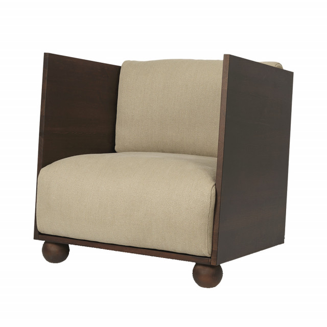 Fotoliu crem/maro din textil Rum Ferm Living