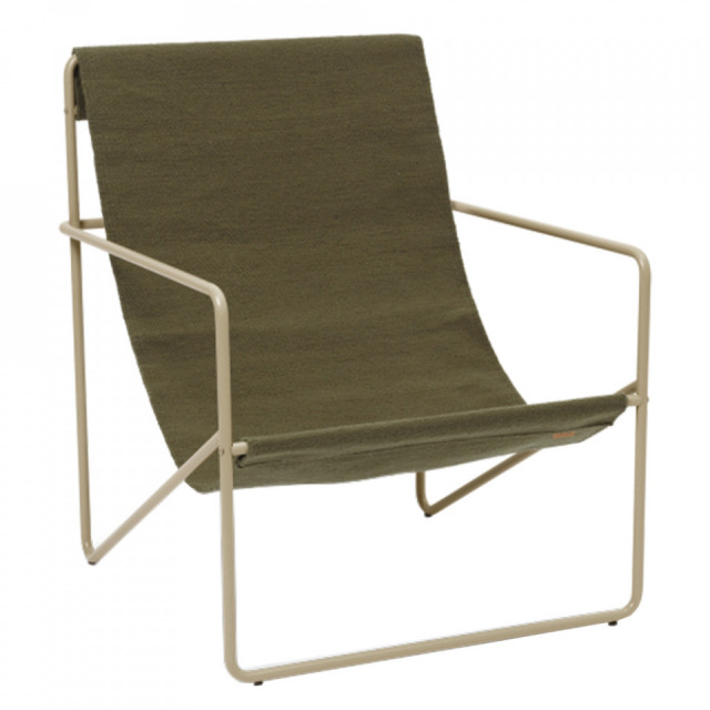 Fotoliu exterior oliv/crem din textil Desert Ferm Living