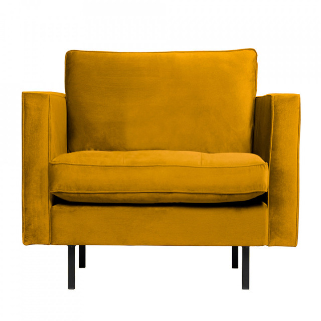 Fotoliu ocru din catifea Rodeo Woood