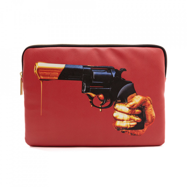 Geanta pentru laptop rosie din piele ecologica Revolver Seletti