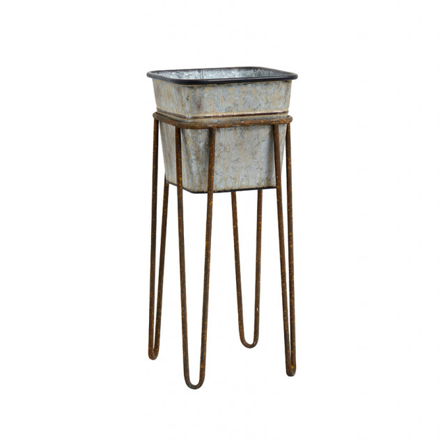 Ghiveci cu suport gri din metal 58 cm Toto Nordal