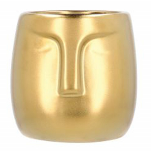 Ghiveci decorativ auriu din ceramica 11 cm Face Homla