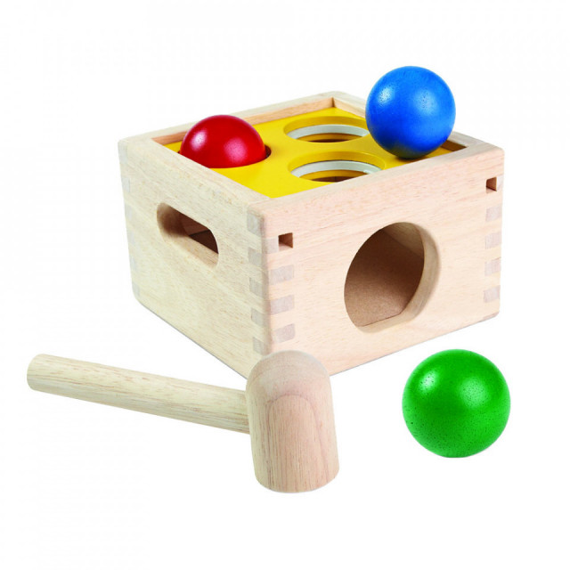 Joc de indemanare multicolor din lemn Punch Drop Fun Plan Toys
