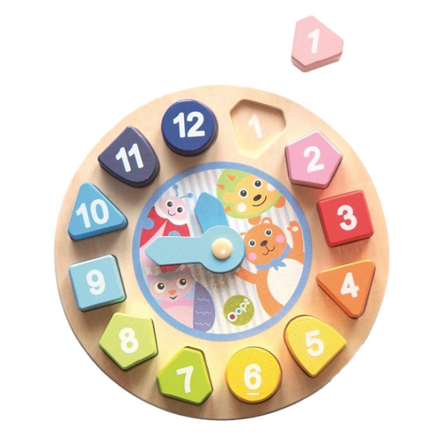 Jucarie tip puzzle multicolora din lemn Clock Oops
