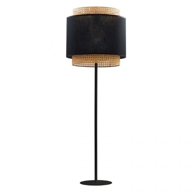 Lampadar negru/maro din ratan si metal 153 cm Castor Besolux