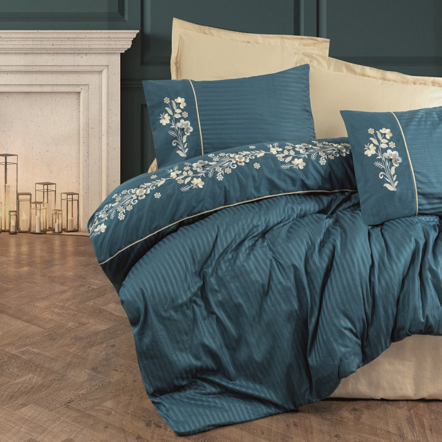 Lenjerie albastra din textil Lorenzo The Home Collection