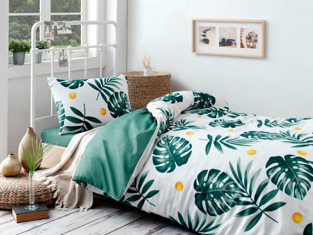 Lenjerie pat multicolora din fibre Monstera Single The Home Collection