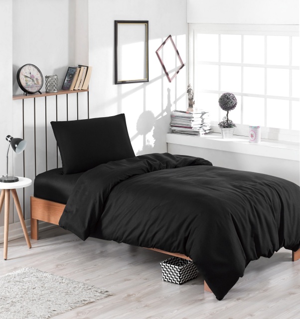 Lenjerie pat neagra din fibre Duzboya Single The Home Collection