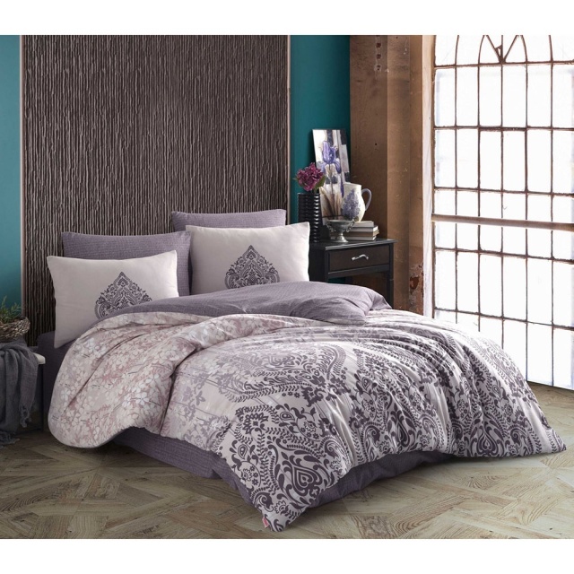 Lenjerie pat roz prafuit/lila din bumbac Desire Double The Home Collection