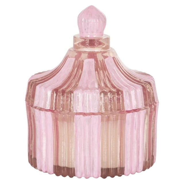Lumanare cu suport si capac roz din sticla 12 cm Wendy Richmond Interiors