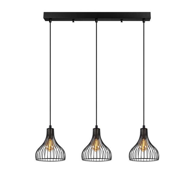 Lustra neagra/aurie din metal cu 3 becuri Telyildo Line The Home Collection