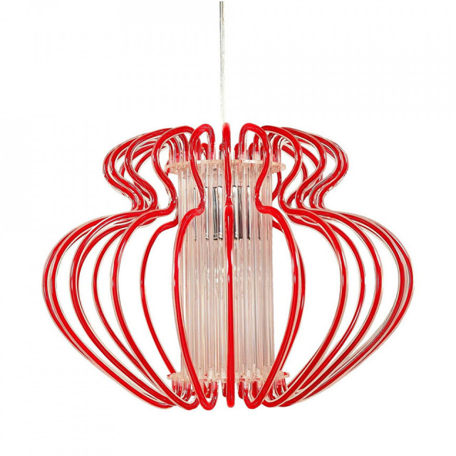 Lustra rosie din plastic si metal Imperia Big Candellux