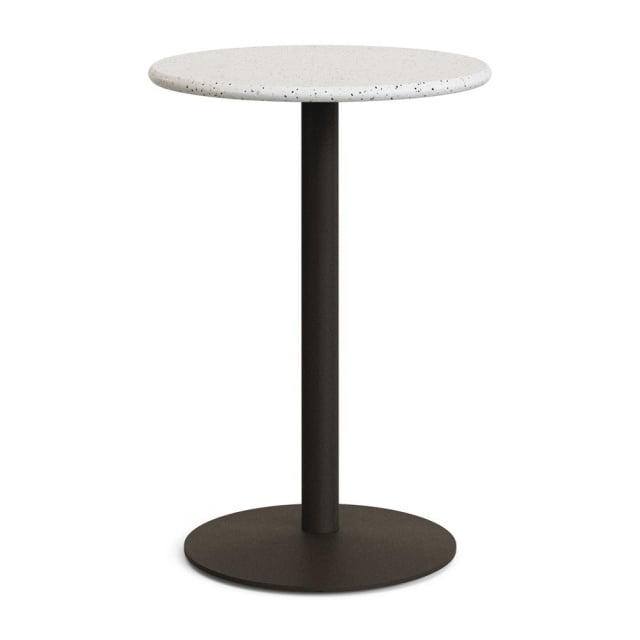 Masa bar exterior alba/verde din ciment 70 cm Esilda Terrazzo Kave Home