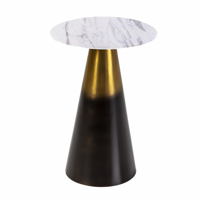 Masa de cafea alba/aurie din metal 34 cm Ryter Thai Natura