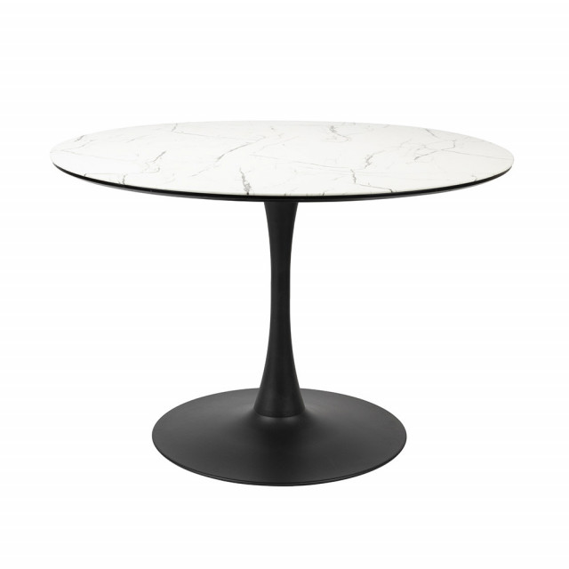 Masa dining alba/neagra din metal 110 cm Maru The Home Collection