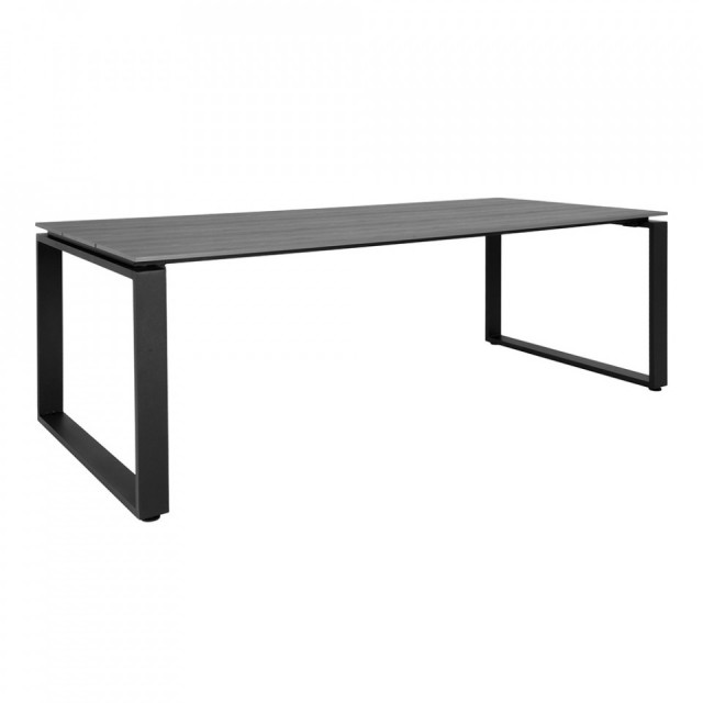 Masa dining exterior gri/neagra din metal 100x220 cm Denver House Nordic